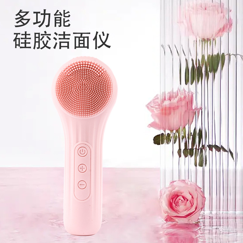 Waterproof Silicone Ultrasonic Facial Massage Beauty Instrument for Cleaning, Hot Compress, Skin Care, Face Cleanser