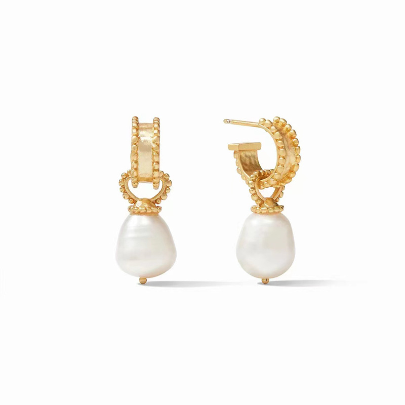 Accessories brass matte gold 925 silver pin freshwater pearl delicate earrings earrings ear hoops