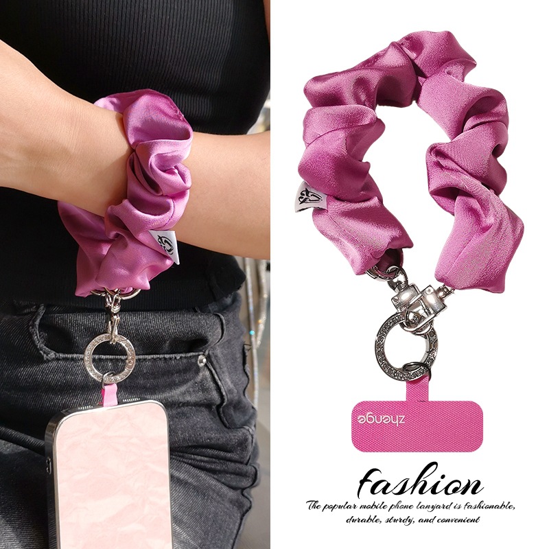 Phone strap wrist type short women's scarf hair scrunchie elastic band outdoor travel