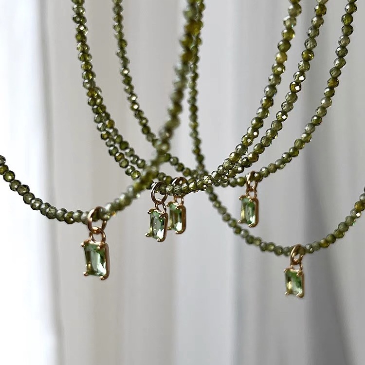 Yuanyou spring summer new mung bean olive cut natural zirconia super flash collarbone chain simple necklace