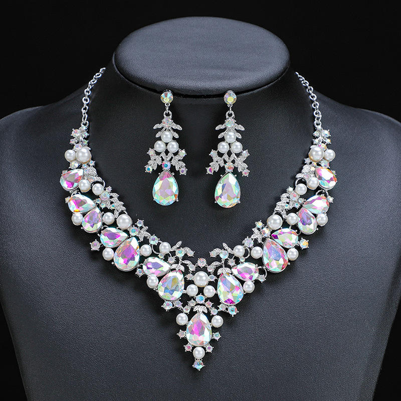 2022 New Necklace Set Women Two-Piece Alloy Elegant Bride Dress