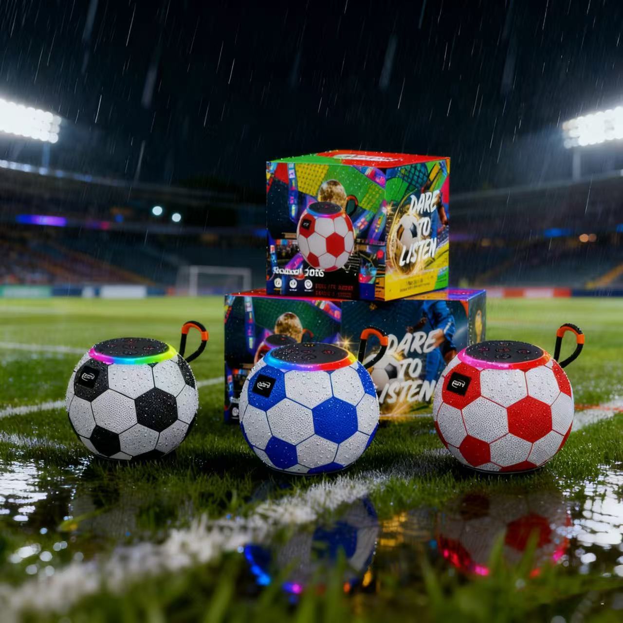 New JK-P32 Bluetooth speaker football speaker colorful light plug card U disk outdoor portable large horn mini
