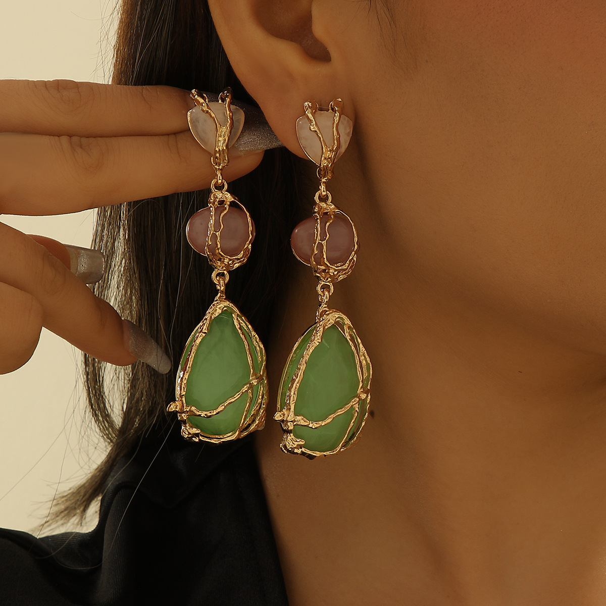 2024ZA Teardrop Earrings Niche Geometric Earrings Simple Earrings Women