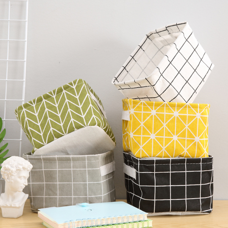 Fresh Waterproof Storage Box, Storage Bag, Fabric Foldable Storage Basket, Linen Desktop Storage Box