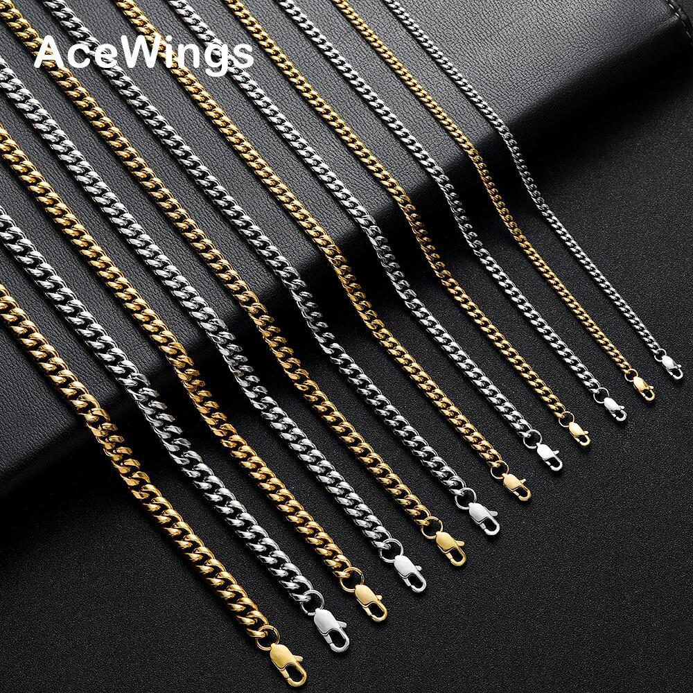 4mm 5mm 6mm 7mm 8mm 9mm stainless steel round polished Cuban chain men's smooth Cuban necklace