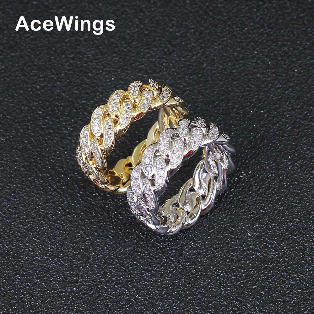Hip-hop ring micro-set zircon men's ring 8mm Cuban ring men's women's couple ring
