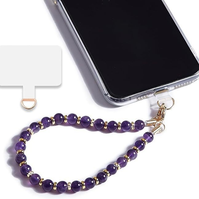 Pendant Beaded Phone Chain Stone Amethyst Obsidian Natural Stone Hanging Decoration