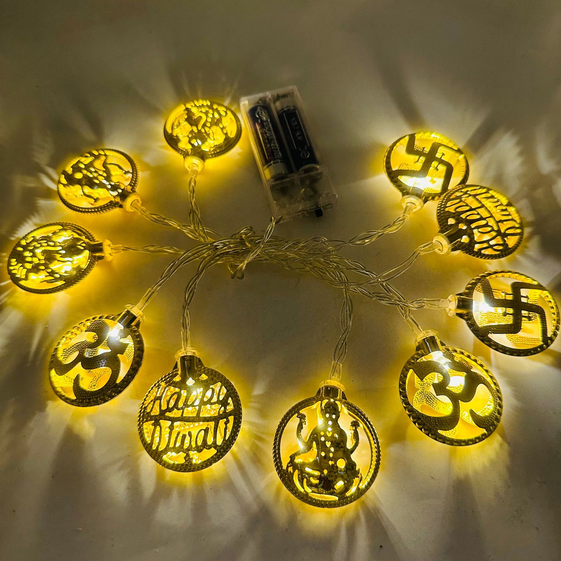 New Indian Diwali Light String LED Festival of Lights Decorative Light String Om Symbol Diwali