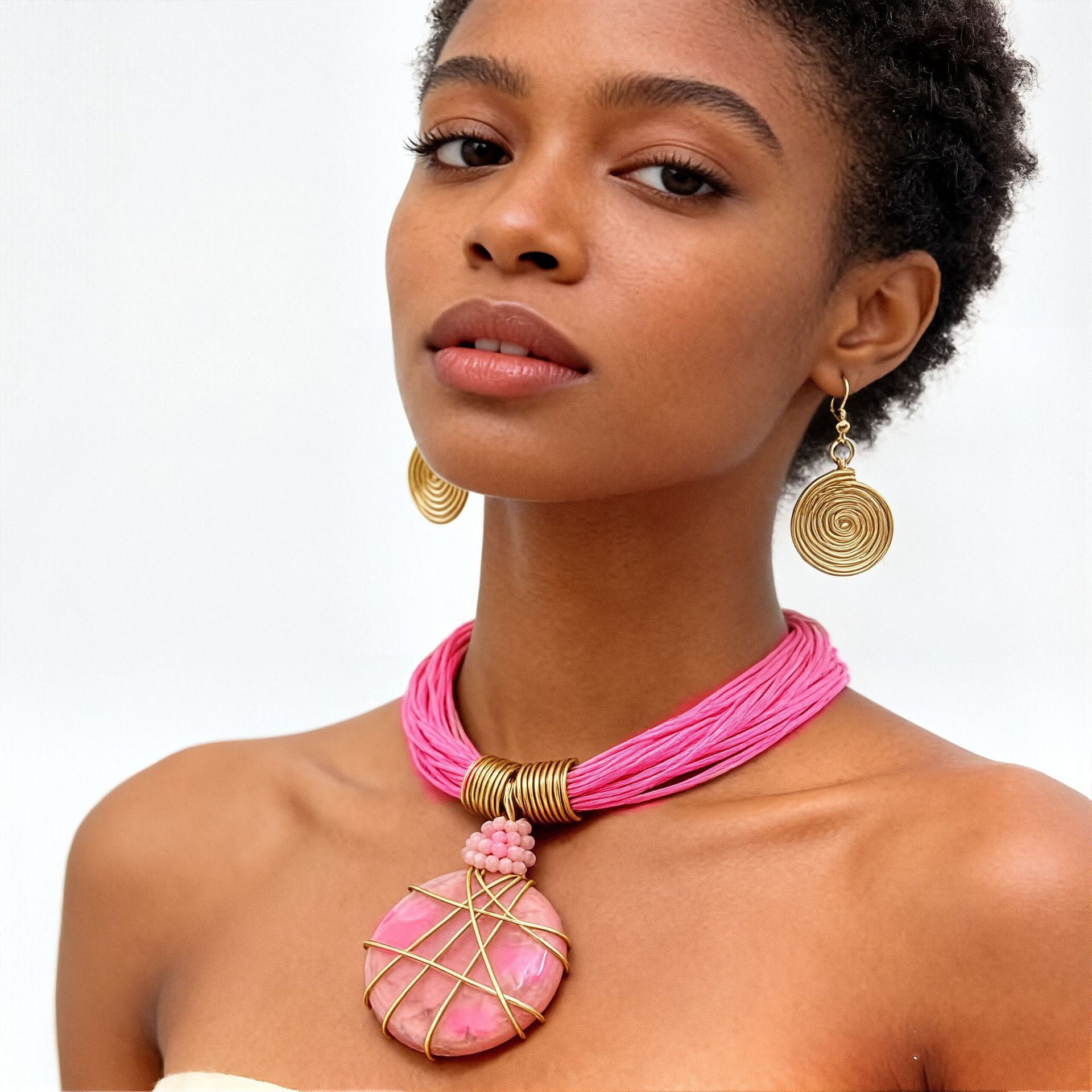 2026 new resin texture pendant necklace and earring set fluorescent color necklace accessories necklaces
