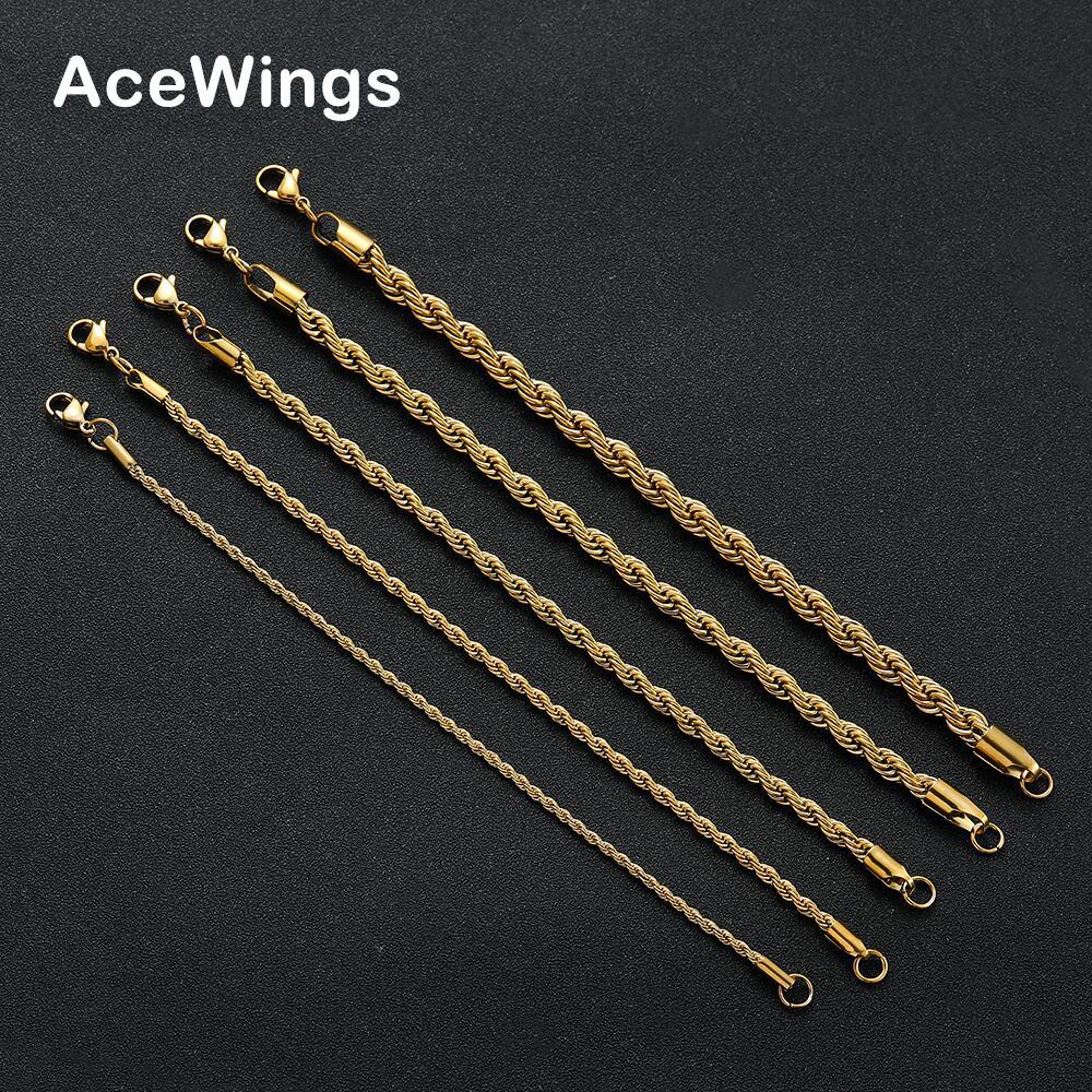 2mm 3mm 4mm 5mm 6mm stainless steel twisted chain bracelet HipHop hip-hop jewelry vacuum plated