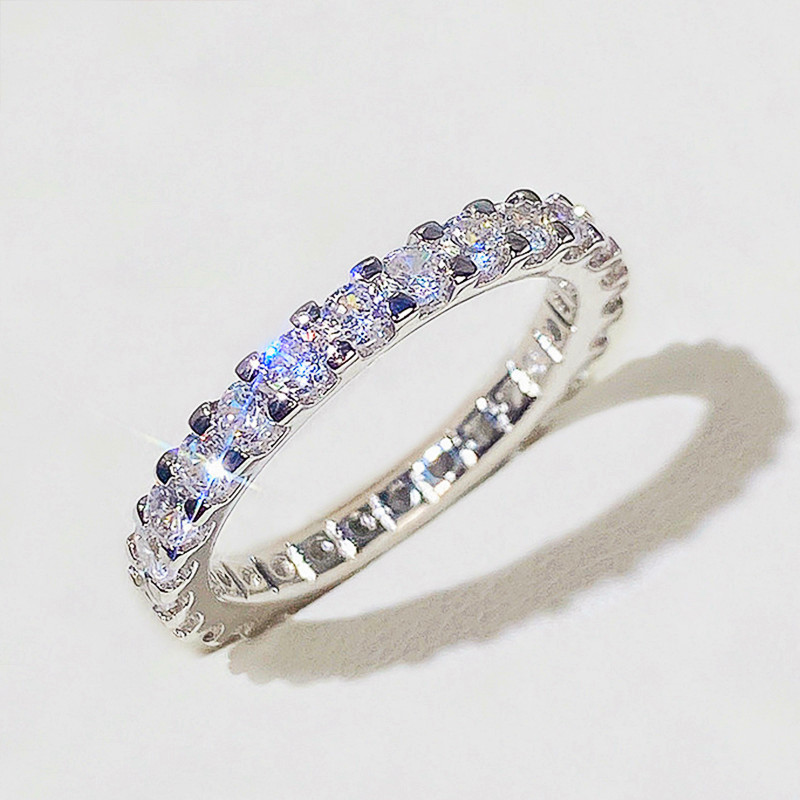 Cao Shi New Starlight Women's Ring Full Pavé Simulated Zircon Ring Band Ring