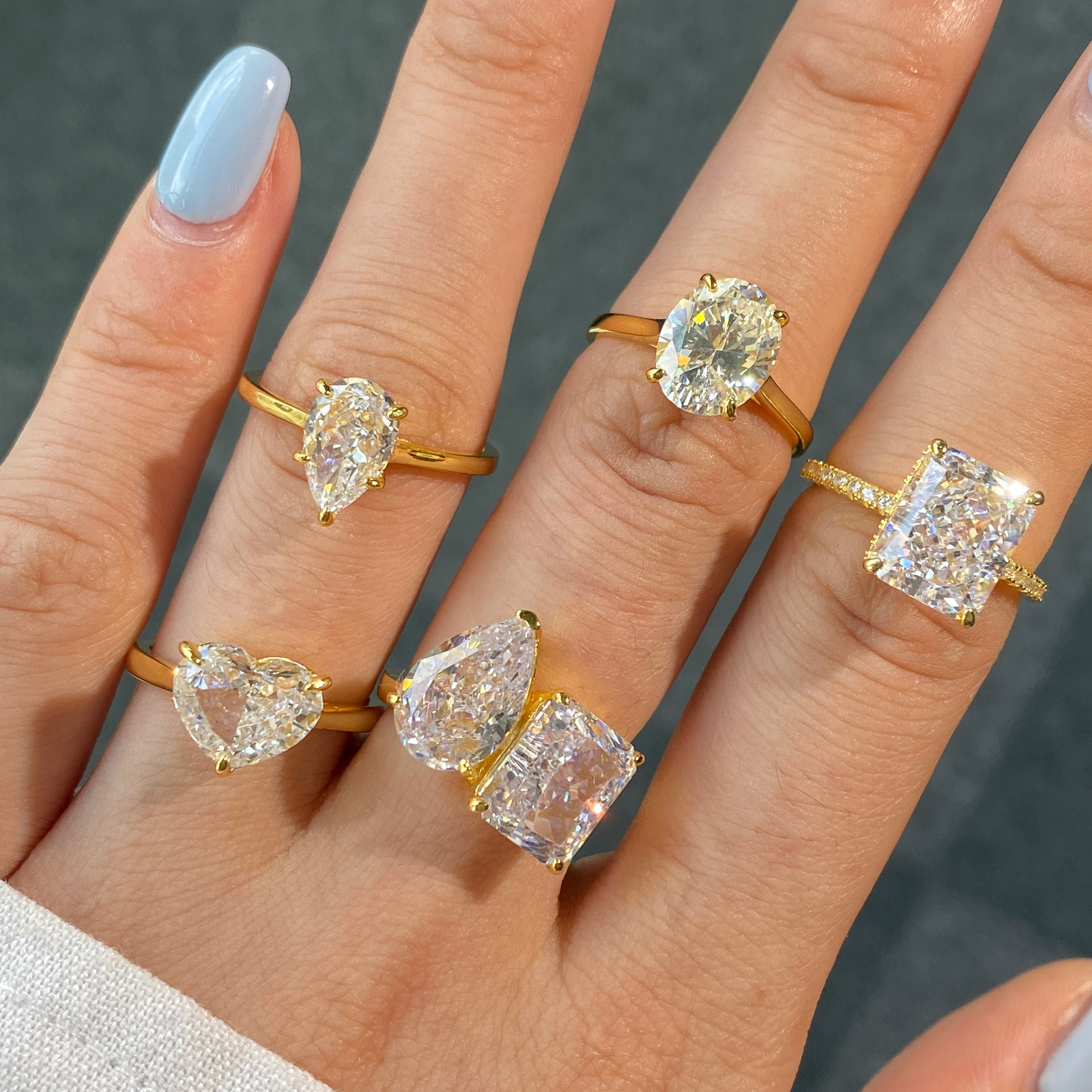 Jewelry S925 sterling silver ring women gold oval heart marquise zircon ring wholesale