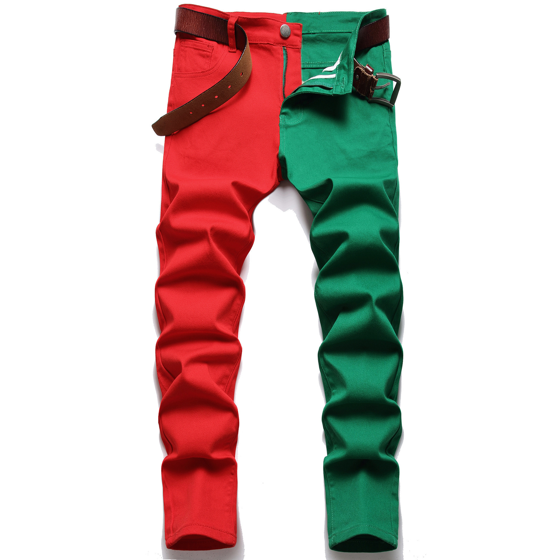 New Men's Color Block Slim Fit Casual Pants Sweatpants Young Men Straight Leg Pants