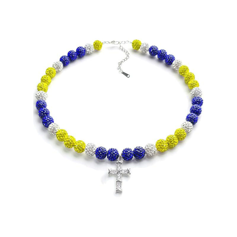 New Cross Colorful Diamond Ball Necklace Hip Hop Style Clay Necklace
