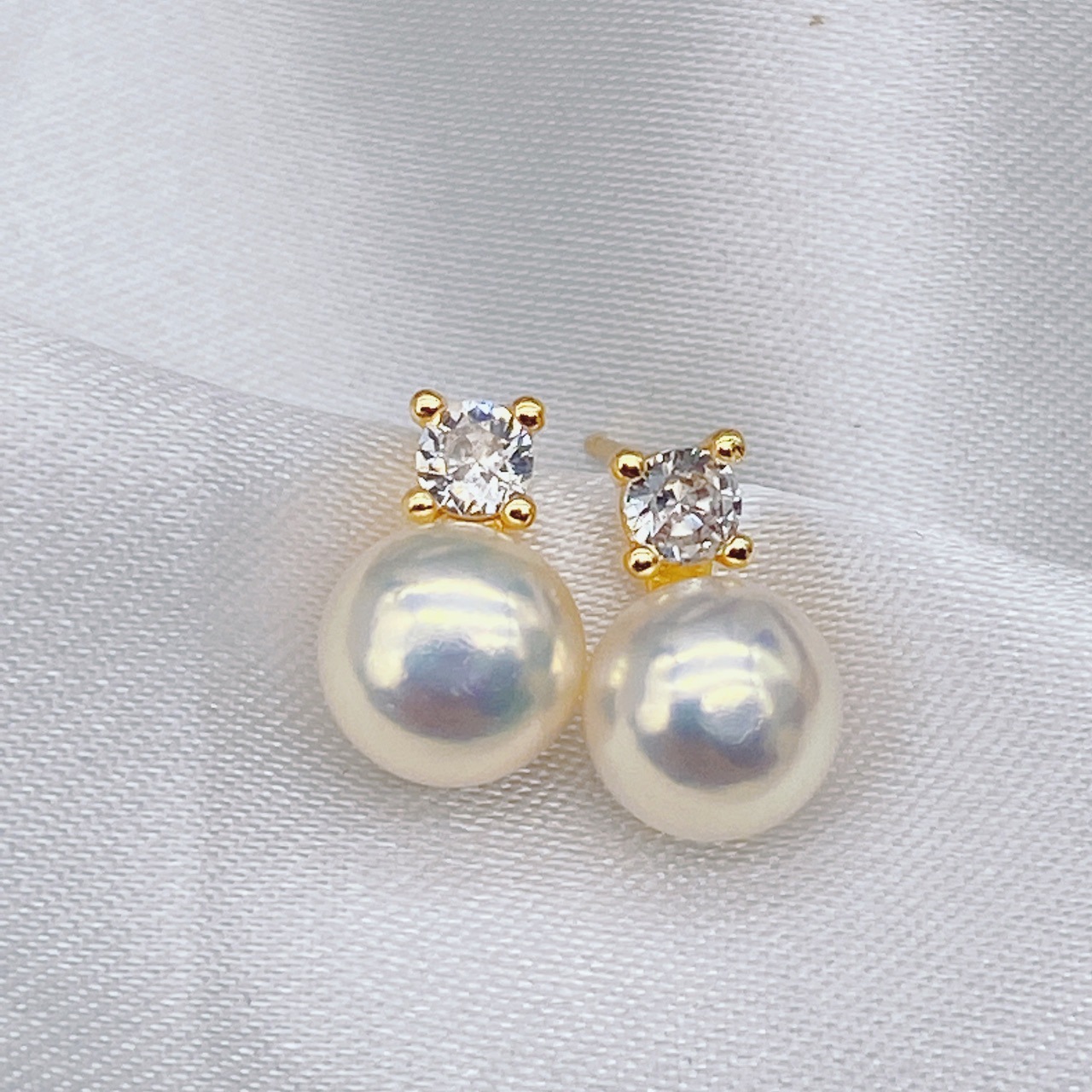 Princess 925 Silver Needle Earrings Natural Freshwater Pearl 7-8mm Surface Basically Flawless Earrings Small Batch Sample
