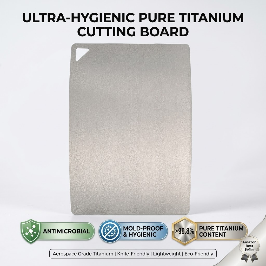 Antibacterial anti-mold ice crystal pure titanium cutting board kitchen meat cutting ice flower crystallization double-sided anti-slip full titanium cutting board