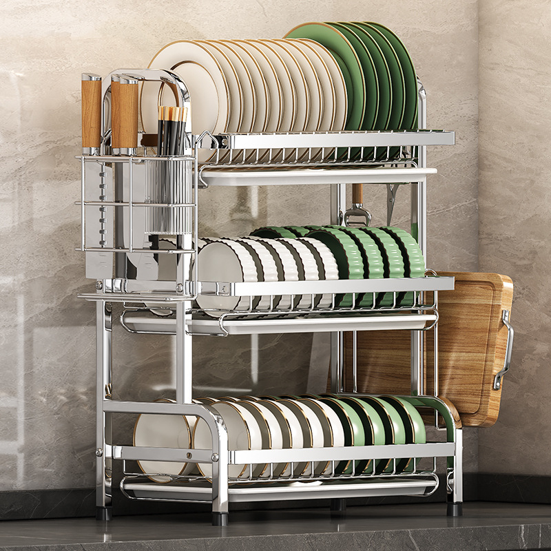 Stainless steel kitchen bowl dish storage rack bowl plate drain rack household multifunctional bowl rack bowl chopstick storage box cabinet