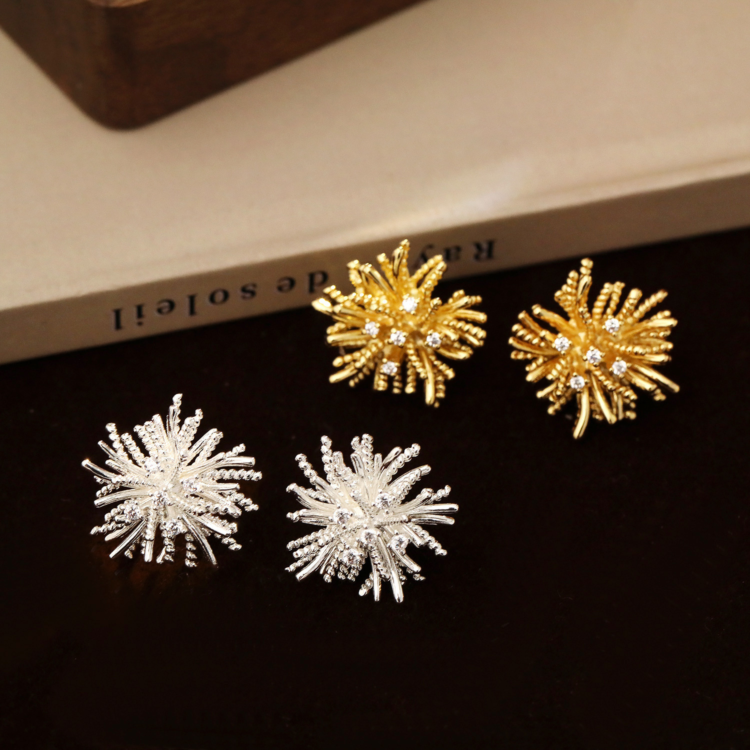 Exaggerated Dandelion Ear Studs Spring Summer Earrings Stunning Small Zircon Earrings