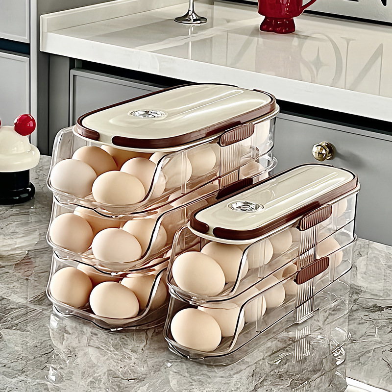 Egg Storage Box Side Door Storage Refrigerator Special Food Grade Rolling Egg Rack Fresh-Keeping Shelf Tray