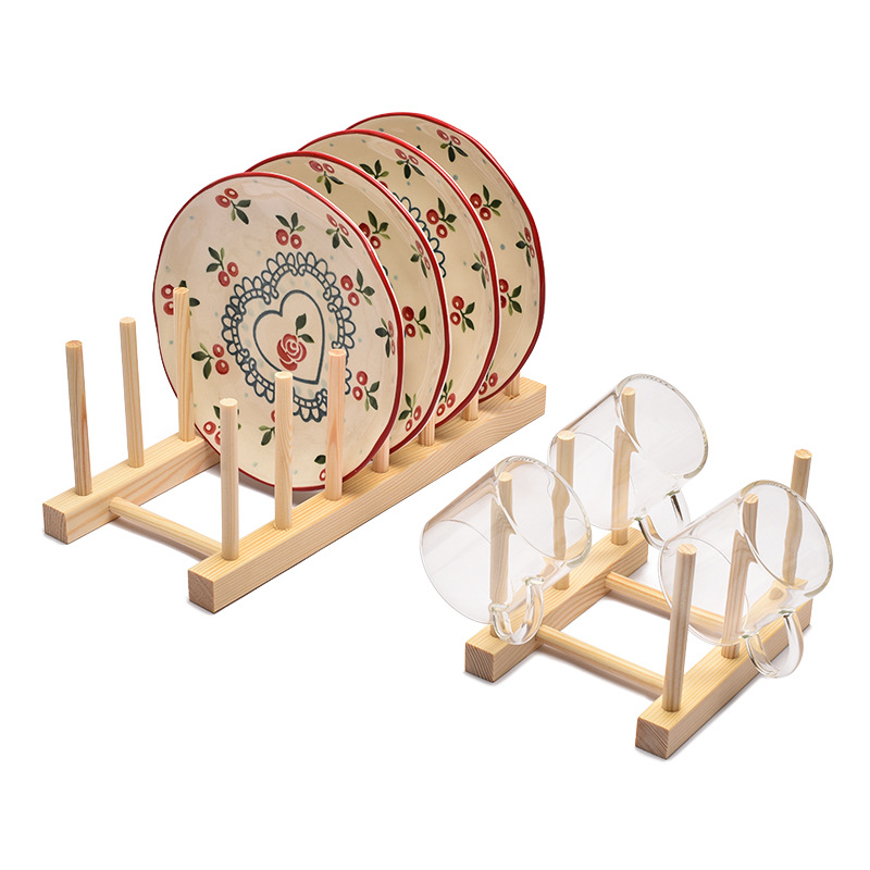 Wooden drying rack, kitchen dish rack, cup rack, commercial tea cake display storage rack, customizable