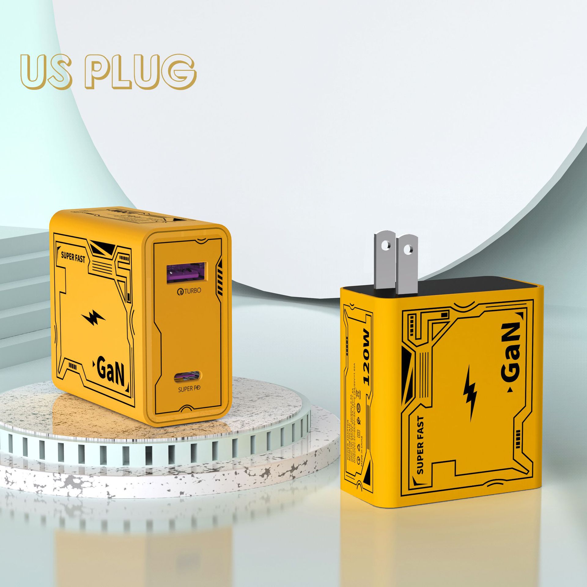 Bumblebee TYPE-C+USB Phone GaN Protocol Power Bank Fast Charger PD+USB Charging Head