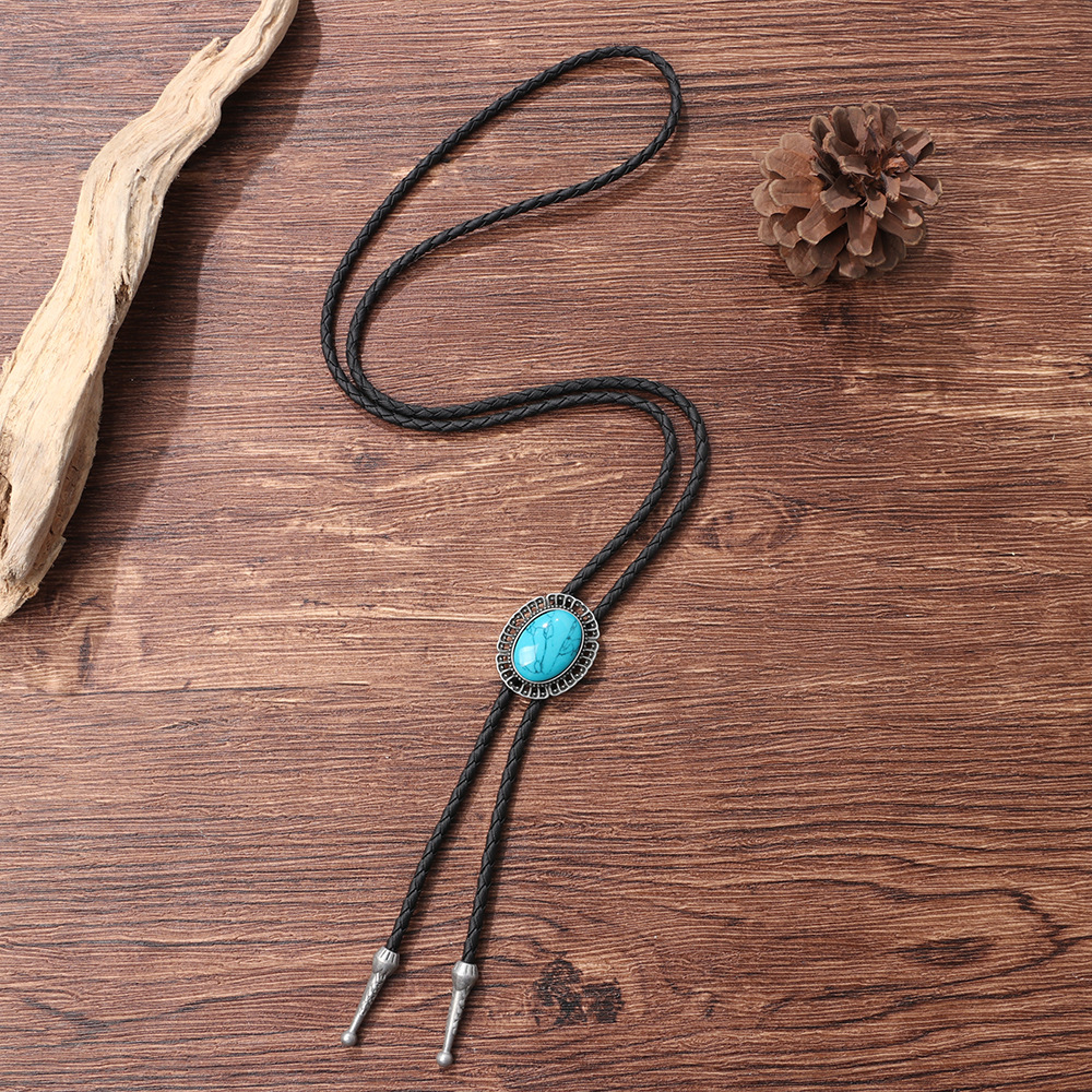 Turquoise Bolo Tie Pendant Men's Sweater Chain Western Cowboy Bolero Tie