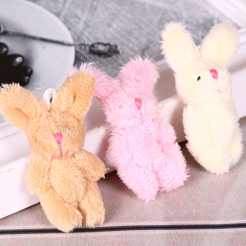 Plush Jointed Rabbit Long Hair Rabbit Plush Charm Wedding Decoration DIY Handmade Accessories Cloth Doll