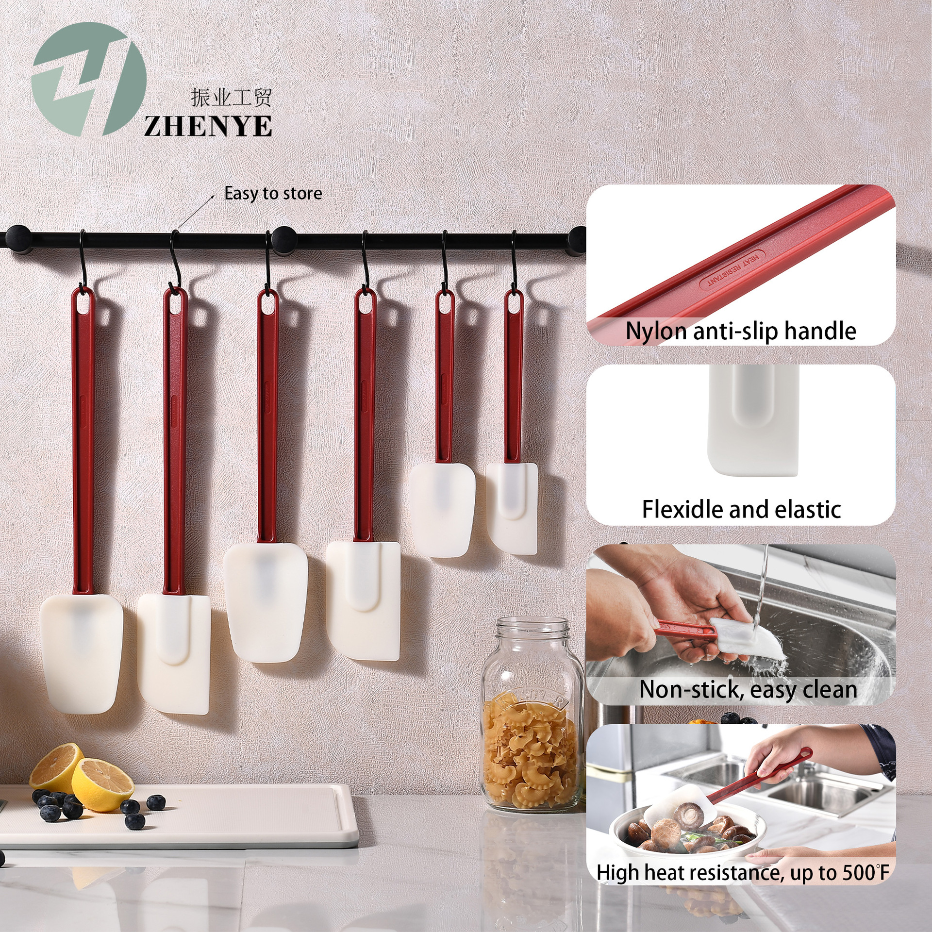 Cream Silicone Scraper Spoon Type Spatula Baking Tool Cake Cream Scraper Spatula