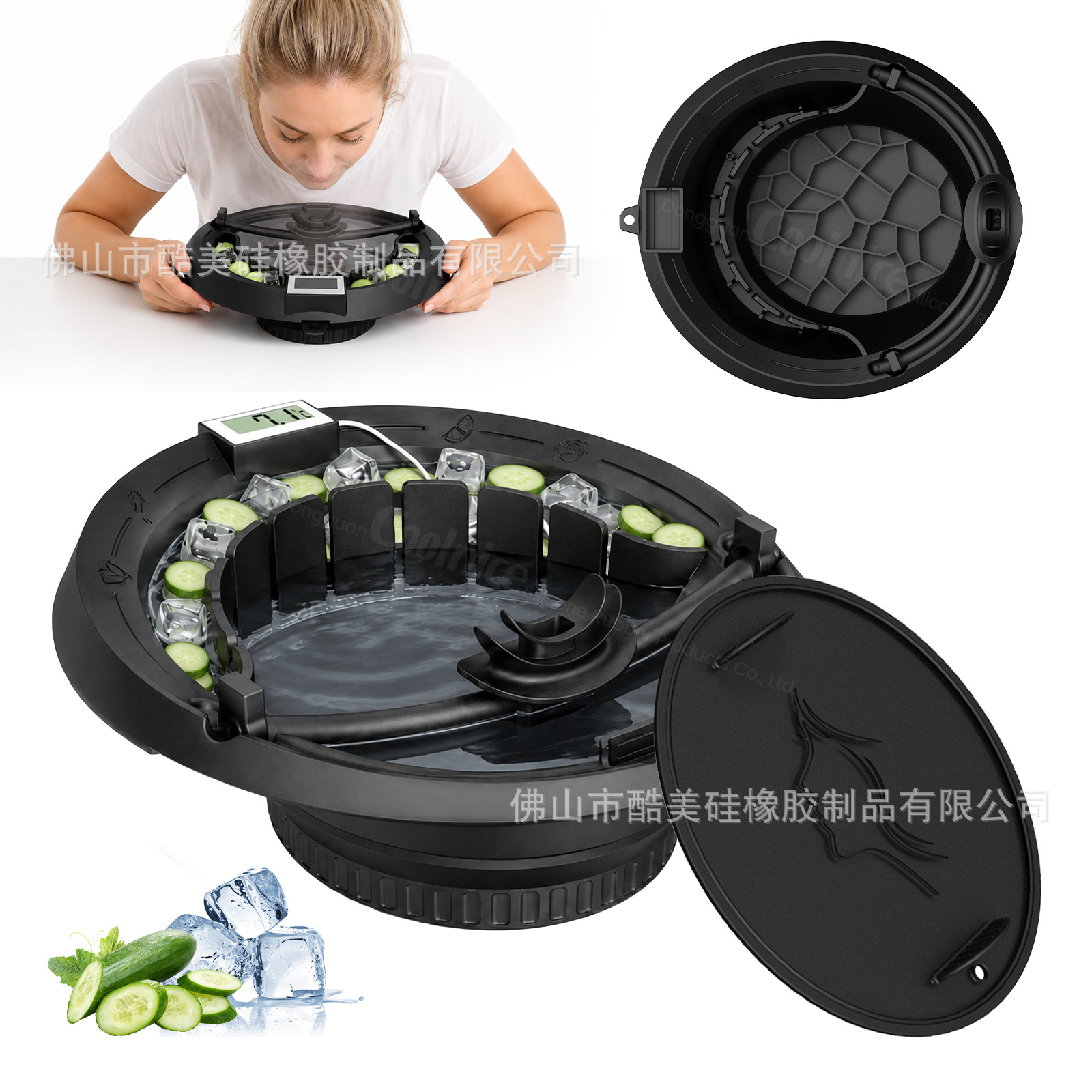 New breathable ice compress face basin with ice grid filter chamber ice therapy care ice bath beauty silicone foldable face basin