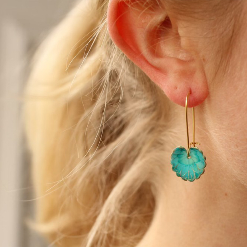 Jewelry Bohemian Style Lotus Leaf Long Earrings Green Leaf Earrings Women Earrings