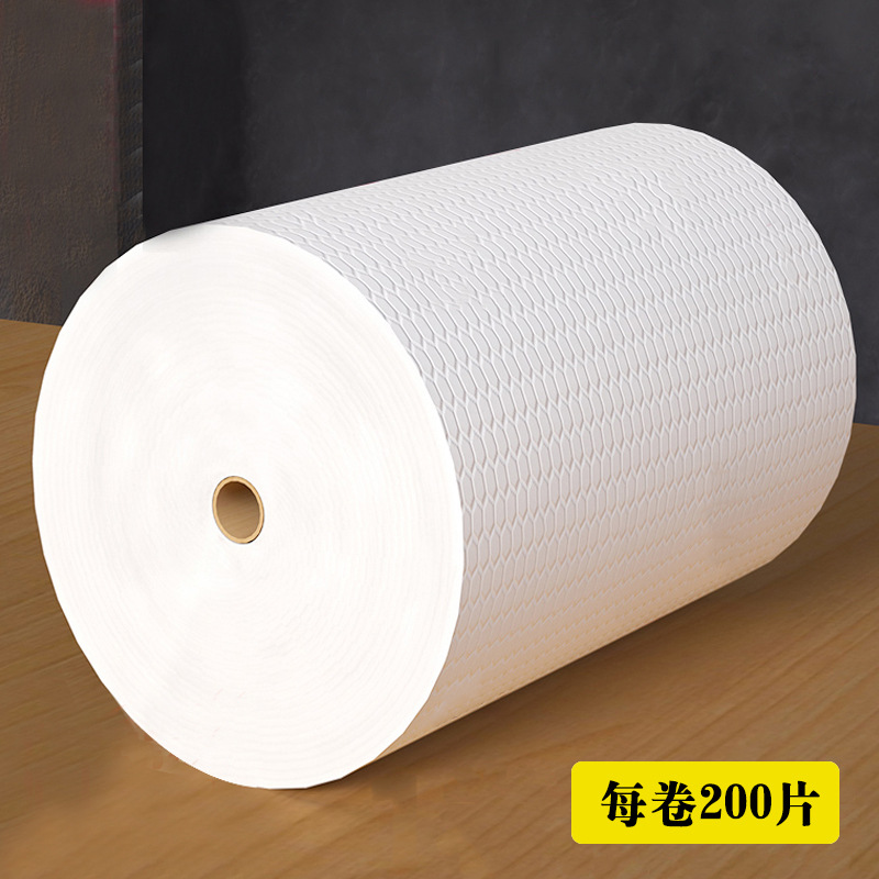 Lazy cloth, thickened disposable dish towel, non-greasy, dry and wet use, household kitchen pure white large roll