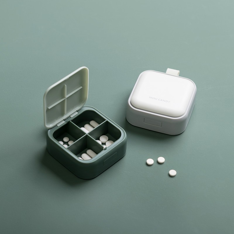 Small pill box, morning noon evening pill organizer, portable mini pill storage box