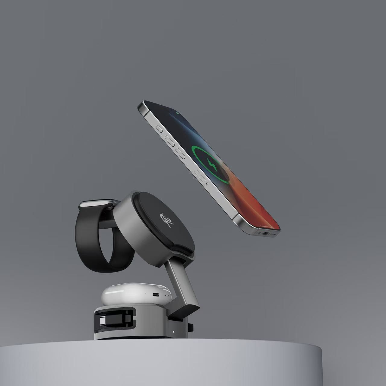 Selected QI2 3-in-1 Retractable Cable Wireless Charger for Apple Phone 15W Wireless