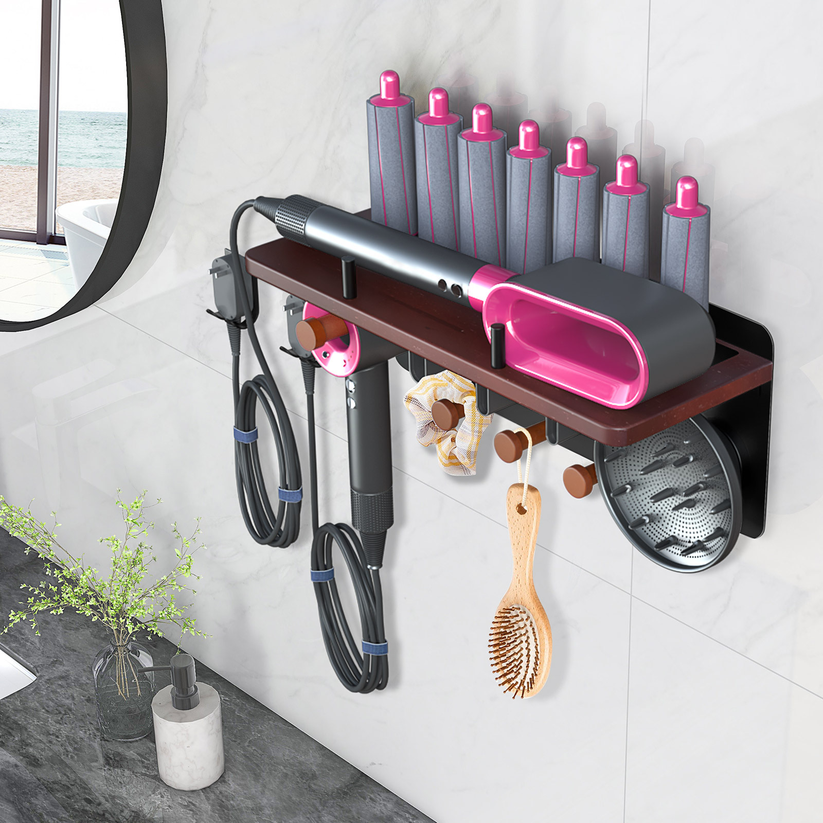 Dyson curling iron holder hair dryer storage rack no-drilling wall-mounted bracket hair dryer electric hair dryer rack