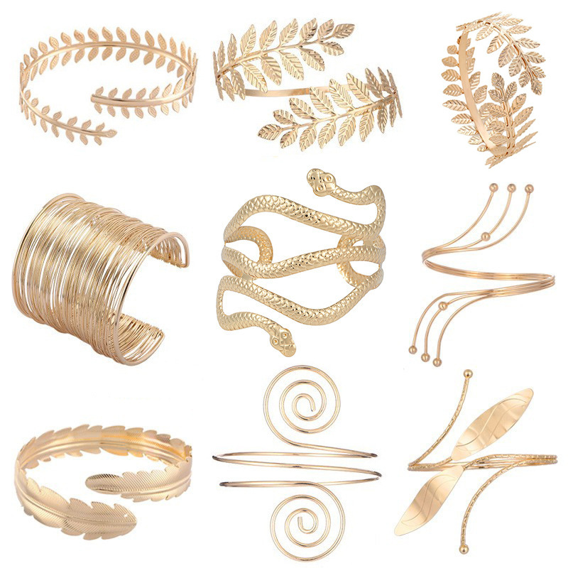 Baroque Street Snap Arm Ring Note Multi-Layer Bangle Metal Open Bracelet Arm Band