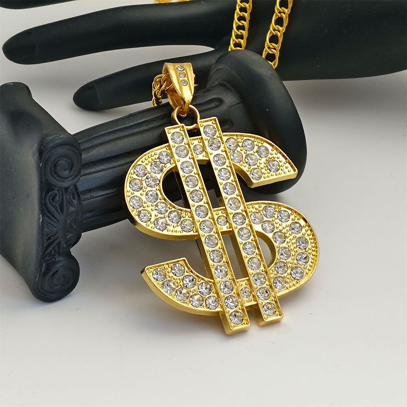 Hip-hop dollar full diamond pendant ring necklace pendant accessories
