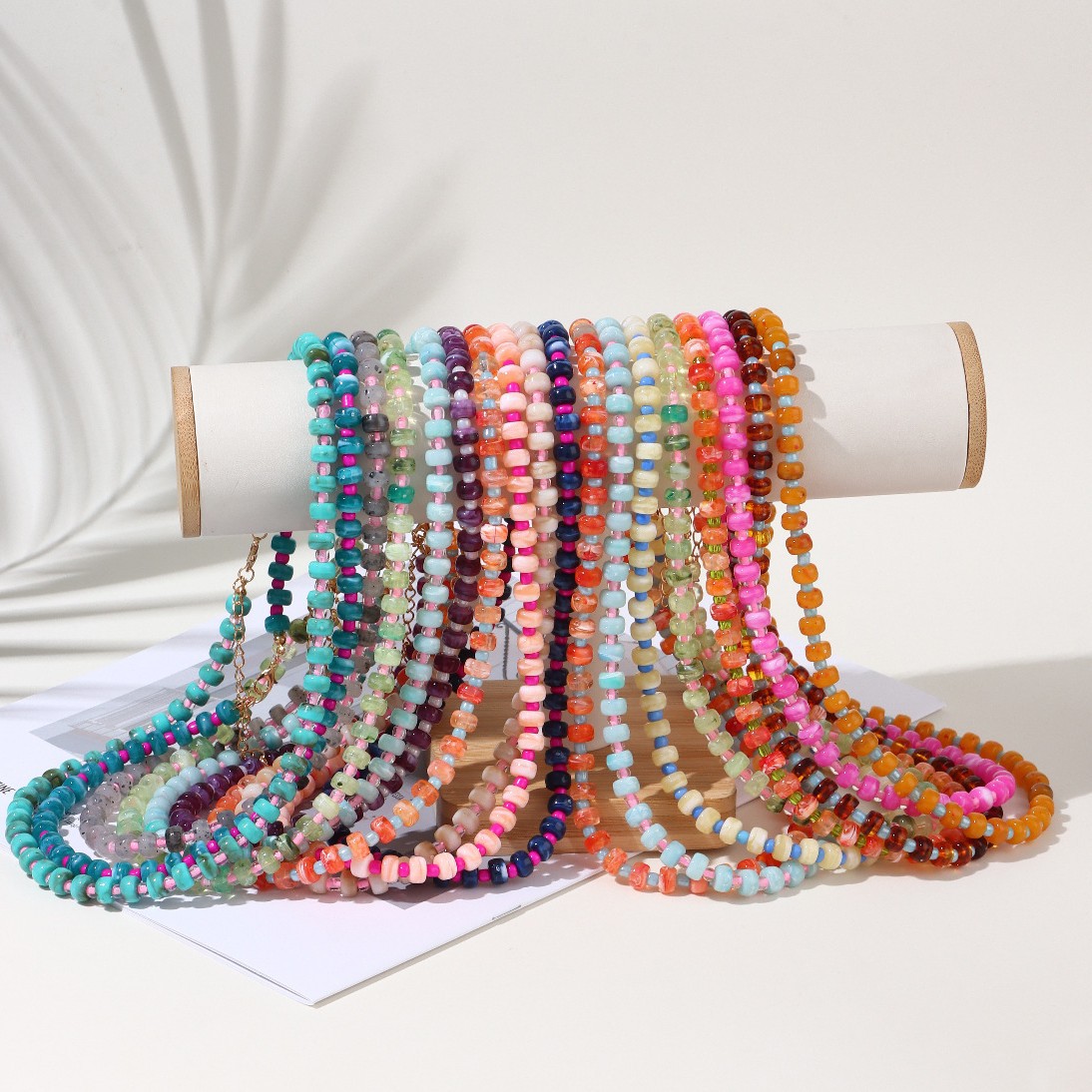 Colorful Natural Stone Abacus Bead Candy Color Round Bead Beaded Necklace