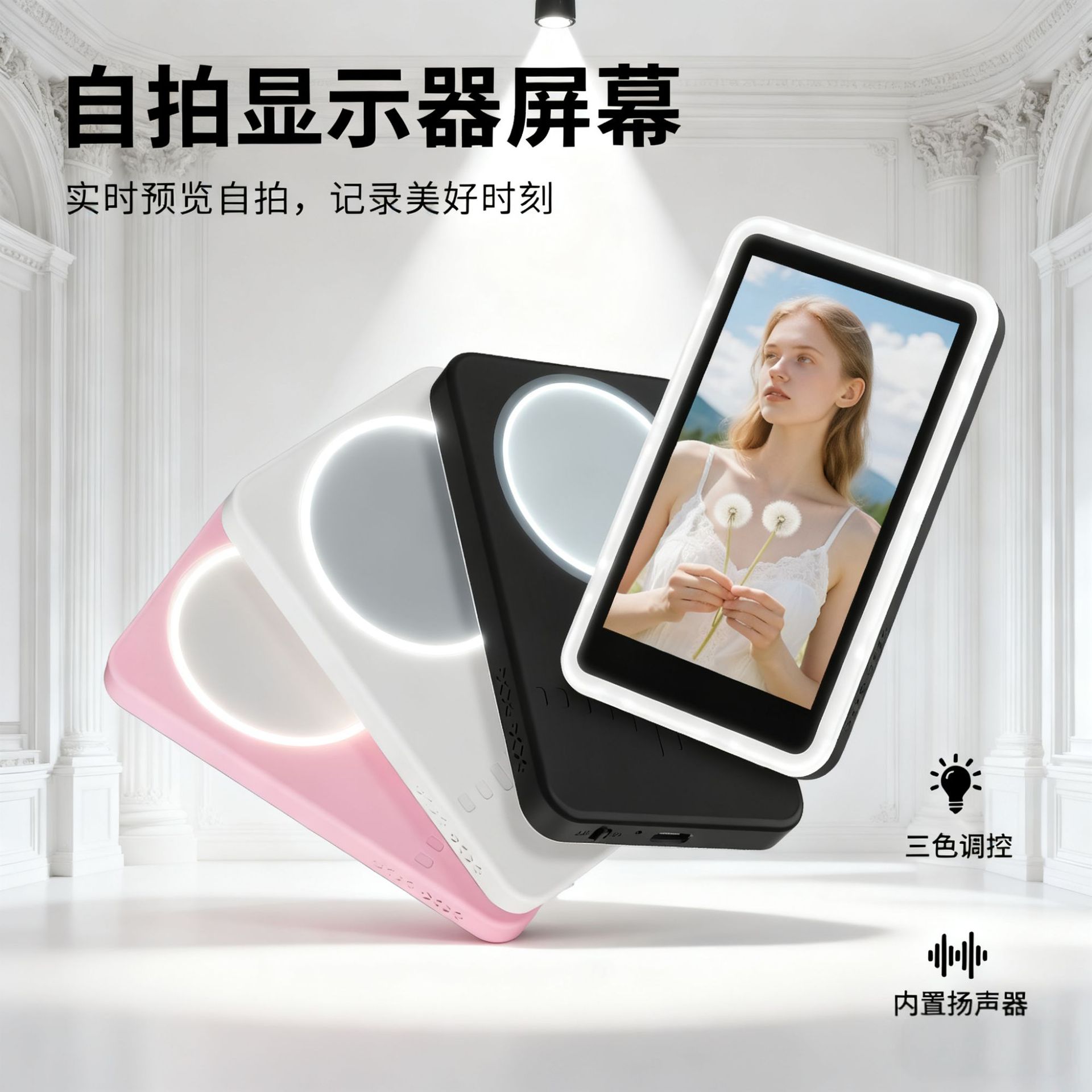 Phone Rear Selfie Display Wireless Magnetic Suction Live Streaming with Fill Light Screen Mirroring Remote Photography