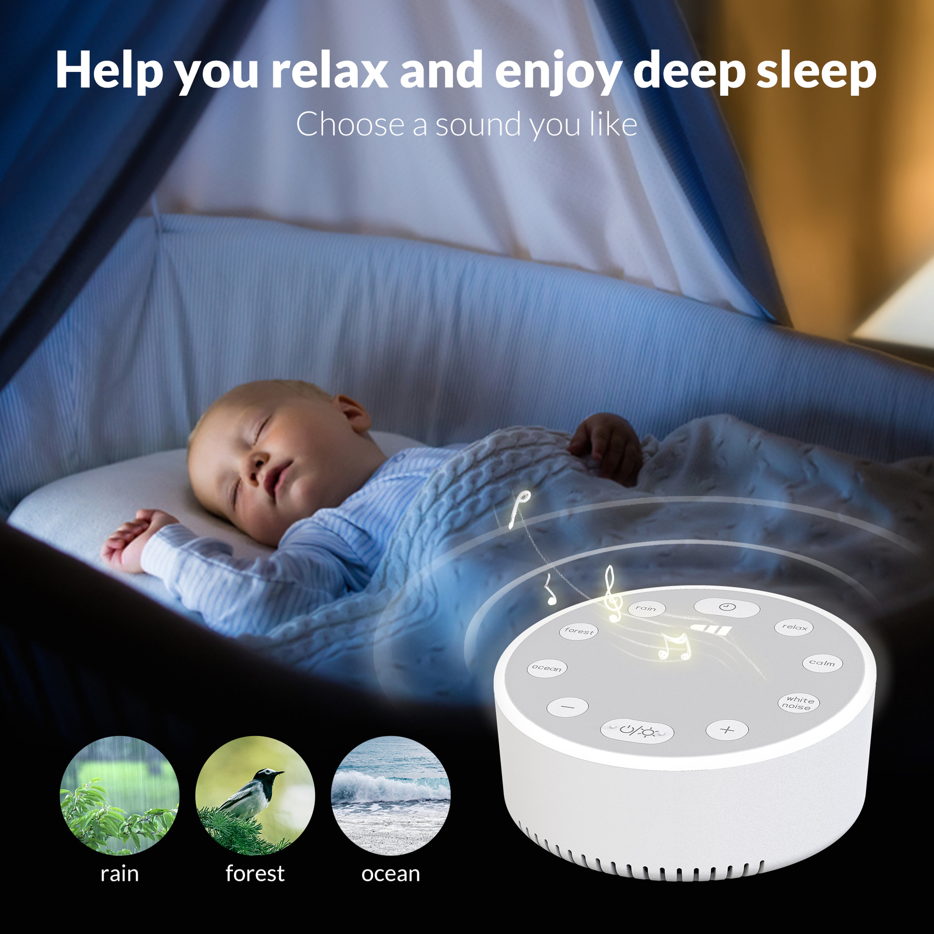 White Noise Sleep Aid White Noise Sleep Aid Regulate Mood Emotion Breathing Light Music Smart Speaker