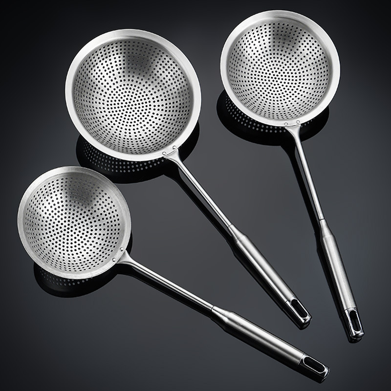 201 stainless steel slotted spoon household kitchen noodle spoon dense hole slotted spoon filter mesh frying strainer large size skimmer