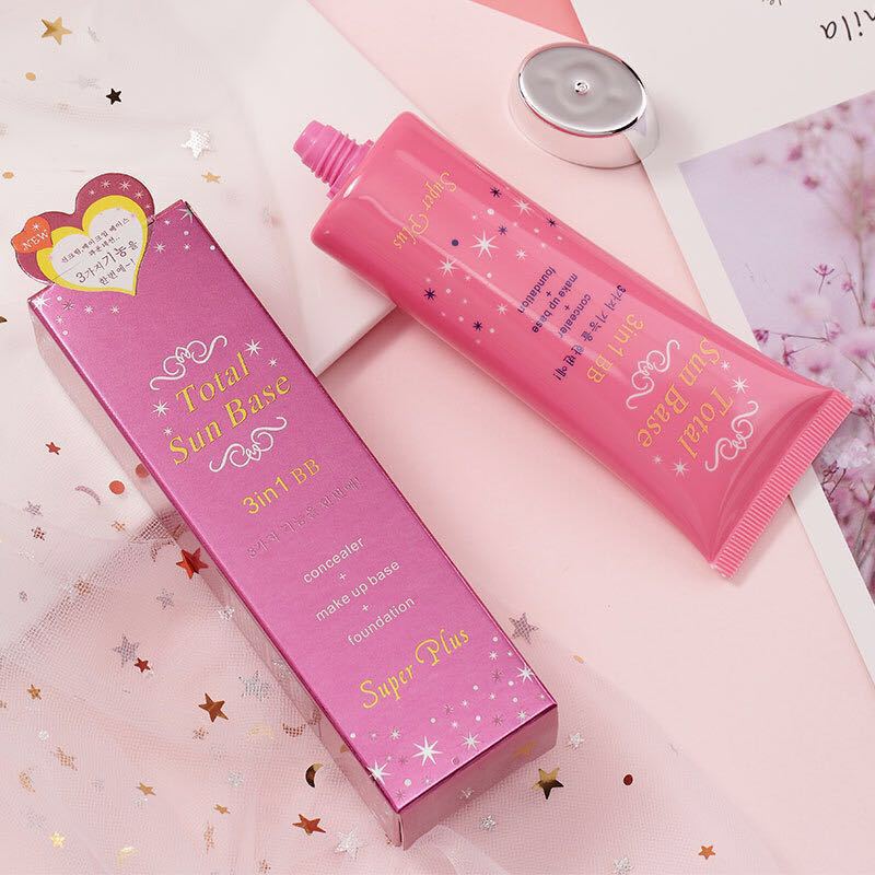 Meixian'er Multifunctional BB Cream Three-in-One Nude Makeup Moisturizing Skin Care Isolation Concealer Foundation Liquid Water Locking