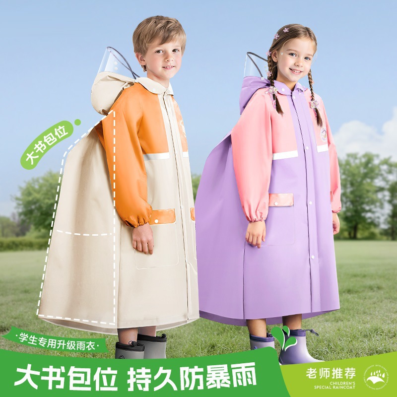 Children Raincoat School Style Kindergarten Big Kids Small Kids School with Backpack Position Full Body