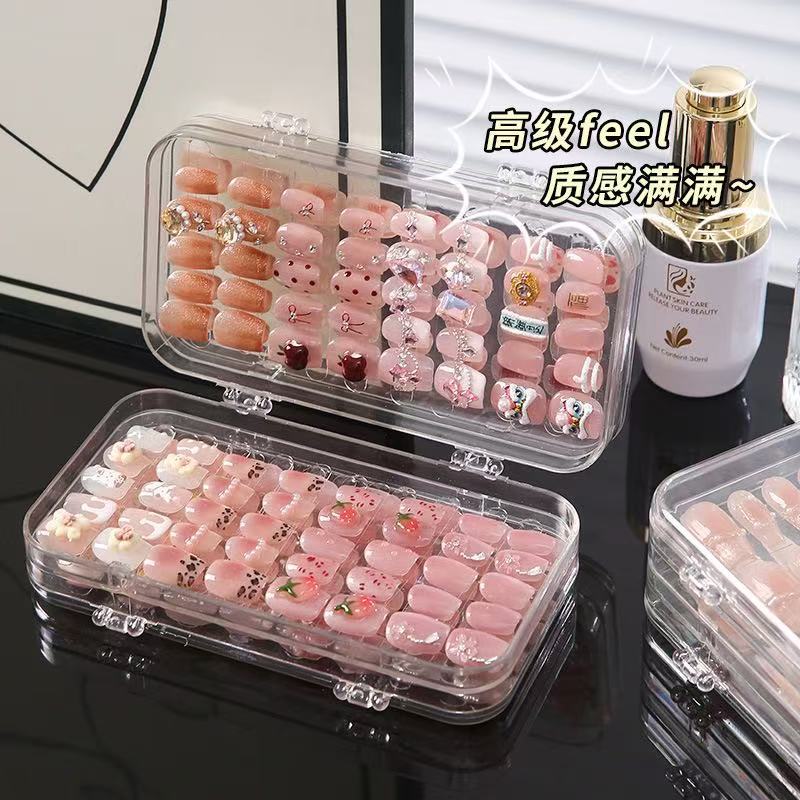 Nail art storage box wearable nail display box nail tip dedicated transparent foldable dustproof jewelry storage box