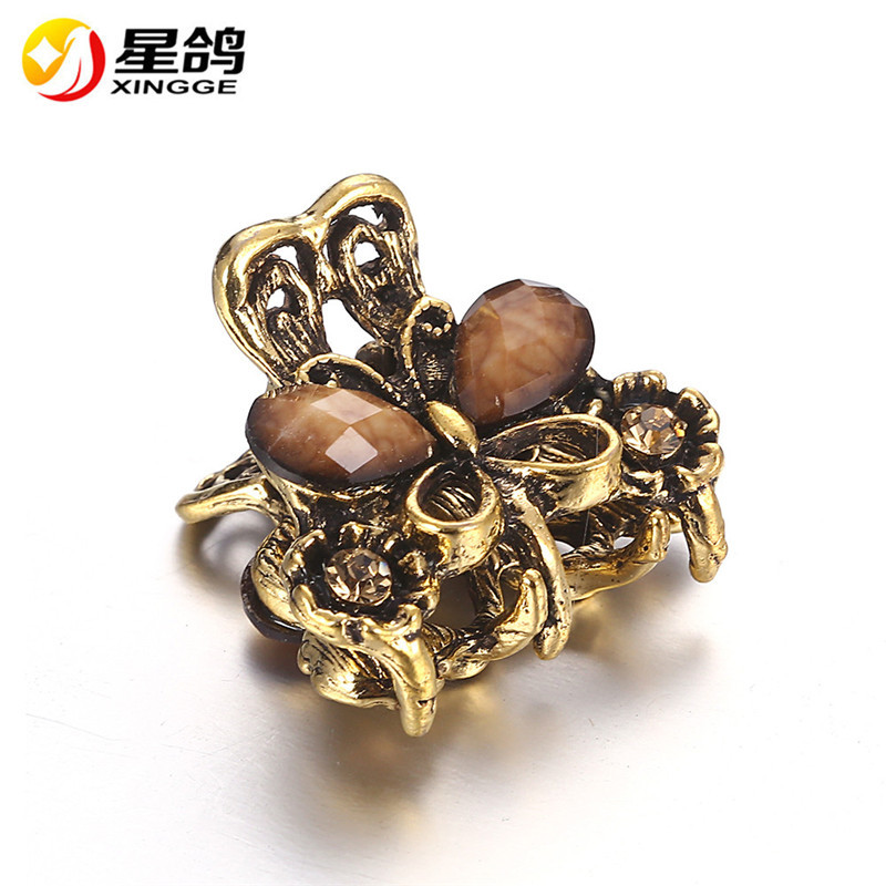 Small claw clip, antique bronze rhinestone butterfly claw clip hair clip, multi-color mixed wholesale style