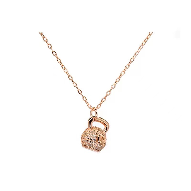Crystal Grid Kettlebell Necklace Women's Niche Stone-Set Collarbone Chain Couple Gift