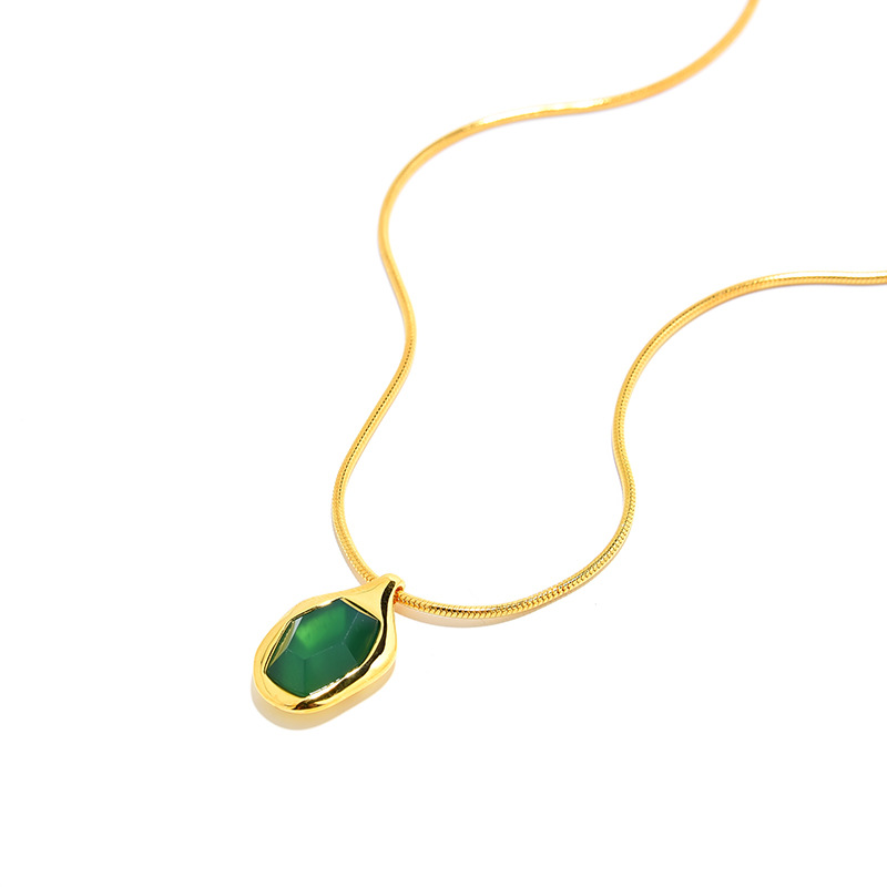 Monica Flowing Light Gemstone Necklace S925 Silver Gold-Plated Natural Agate Moonstone Niche Snake Bone Chain