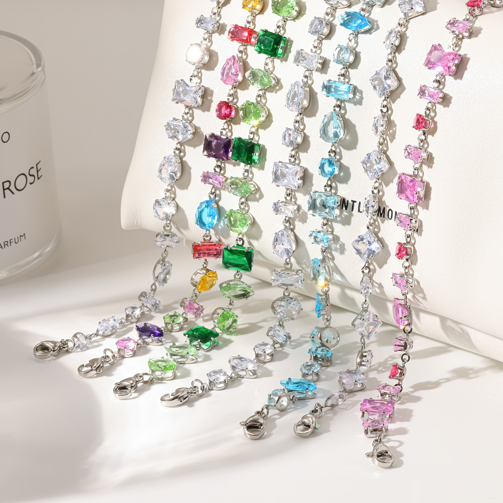 Ding Duo crystal bracelet dopamine colorful bangle stainless steel bracelet