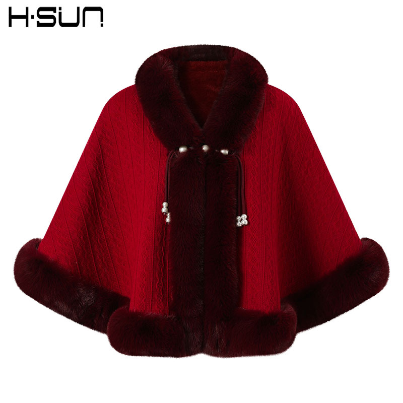 Winter Rabbit Fur Cape Outerwear Warm Women's Cheongsam Chinese Style Cape Outerwear Cardigan