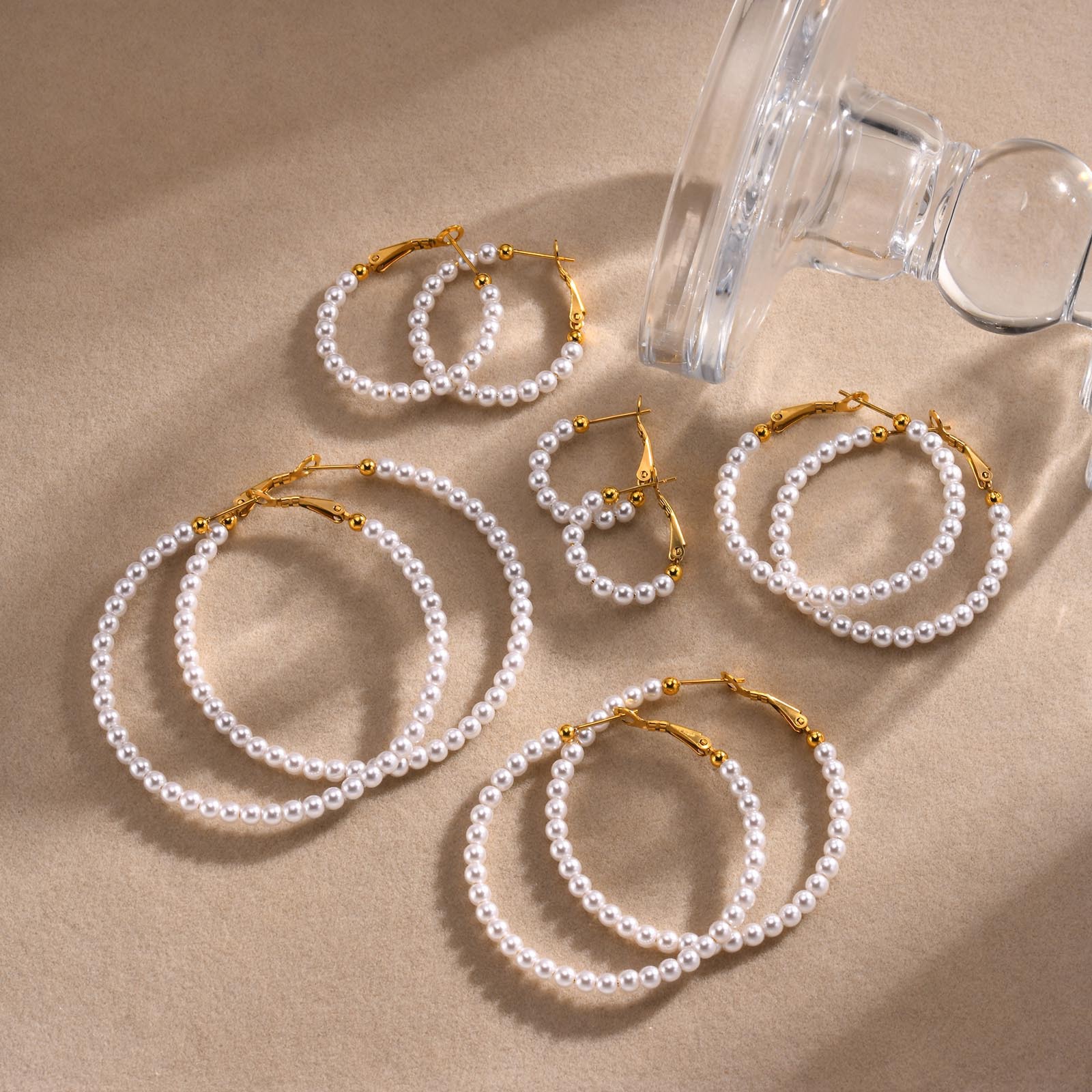 Stainless Steel Accessories Imitation Pearl C-Shape Earring Titanium Steel Earring Accessories Style Women's Gold Ear Stud