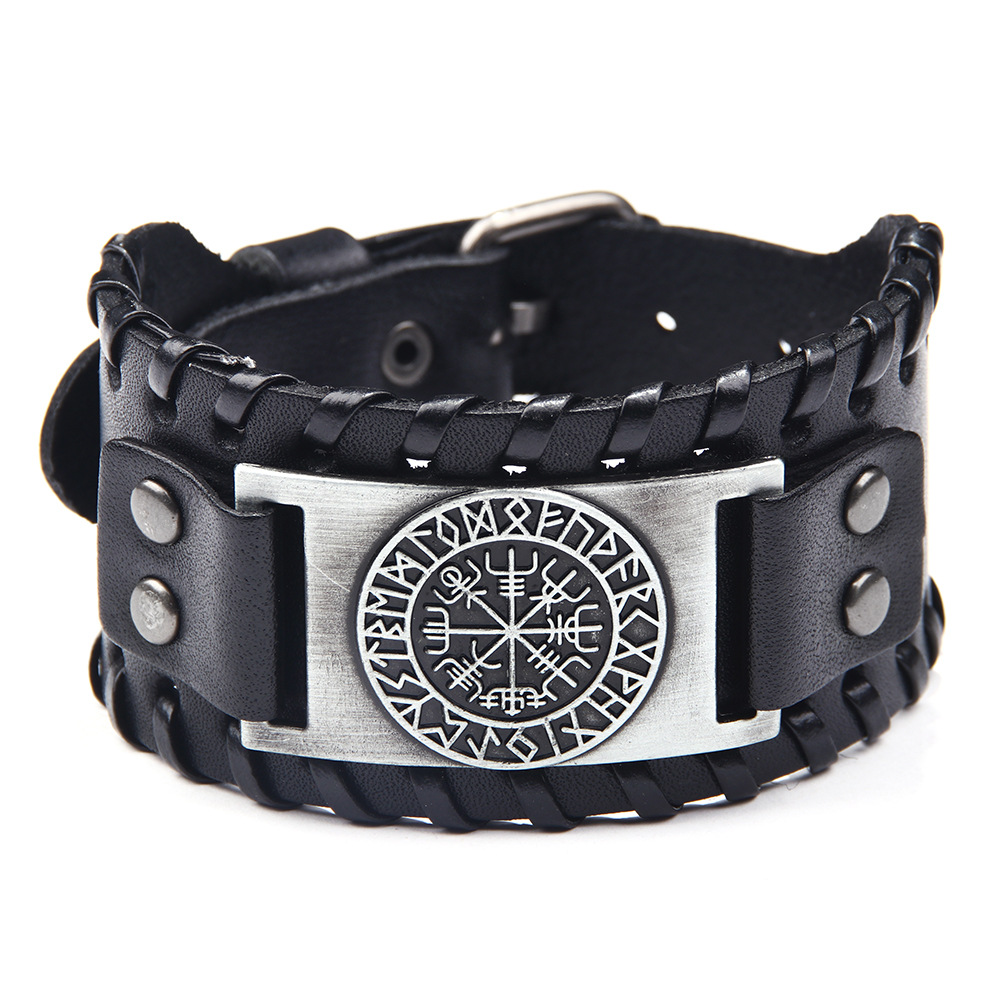 Pirate Bracelet Compass Men's Wide Bracelet Leather Bracelet Compass Bracelet